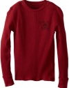 True Religion Boys 2-7 Moto Script Waffle Knit Long Sleeve Thermal, Crimson, X-Small/2/3