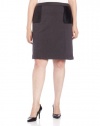 Calvin Klein Women's Plus-Size Skirt with Faux Leather Detail