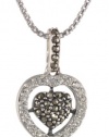 Judith Jack Angelic Sterling Silver, Marcasite and Crystal Heart Pendant Necklace, 18