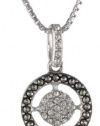 Judith Jack Angelic Sterling Silver, Marcasite and Crystal Circle Pendant Necklace, 18