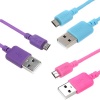 EZOPower 3-Pack 6 Feet Hi-Speed Micro USB 2-in-1 Sync & Charging Data Cable for Samsung, LG, HTC and More Cell phone, Smartphone ( Purple, Blue & Hot Pink)