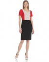 Jones New York Women's Colorblock Short Sleeve Stretch Crepe Dress