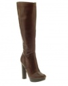 Michael Kors Lesly Tall Leather Boot Mocha Brown Women's 9 M US