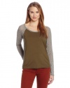 Michael Stars Women's Long Sleeve Scoop Neck Raglan Hi-Low Tee, Topiary, One Size