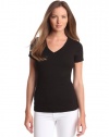 Three Dots Women's Shortsleeve Mid-V Neck Tee