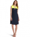 BCBGMAXAZRIA Women's Jimi Color Block Sleeveless Dress, Dark Navy Combo, 10