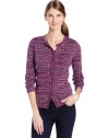 Jones New York Women's Petite Long Sleeve Belted Cardigan Sweater, Mulberry/Amethyst, Petite Large