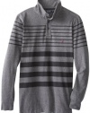 Nautica Men's Big-Tall Striped Button Mock Sweater