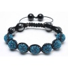 Bling Jewelry Turquoise Crystal Shamballa Inspired Bracelet Hematite Beads 12mm