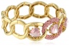 Betsey Johnson Iconic Pinkalicious Crystal Heart Link Stretch Bracelet, 7.5