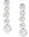 Anne Klein All That Glitters Silver-Tone and Crystal Stacked Fireball Drop Earrings