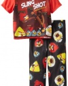 AME Sleepwear Boys Angry Birds Sling Shot, Black/Red, 6