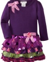 Bonnie Jean Girls 2-6X Tiered Drop Waist Dress, Purple, 4T