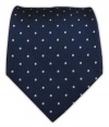 100% Silk Woven Midnight Navy Polka Dot Tie