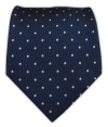 100% Silk Woven Midnight Navy Polka Dot Tie