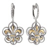925 Silver Open Fleur-De-Lis Earrings with 18k Gold Accents