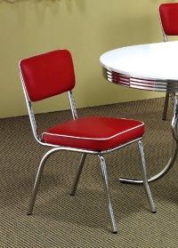 Set of 2 Retro Nostalgic Style Red Finish Dining Chairs Set of 2 Retro Nostalgic Style Red Finish Dining Chairs