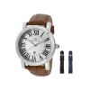 Invicta Men's 13970 Specialty Watch Set Silver Dial Brown Leather Watch with 2 Additional Straps