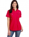 Columbia Women's Bahama Short Sleeve Shirt, Small, Bright Rose