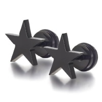 (Holiday Gift and Free Shipping) U2u New a Pair of Stainless Steel Black Five-pointed Star Earrings(6mm) (Holiday Gift and Free Shipping) U2u New a Pair of Stainless Steel Black Five-pointed Star Earrings(6mm)