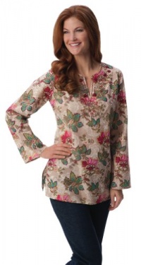 Collections Etc - Cora Floral Paisley V- Neck Tunic Top Collections Etc - Cora Floral Paisley V- Neck Tunic Top