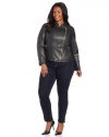 Calvin Klein Women's Plus-Size Embossed Faux Leather Moto Jacket