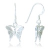 925 Sterling Silver White Mother of Pearl Shell Butterfly Dangle Hook Earrings Fashion Jewelry for Women, Teens, Girls - Nickel Free
