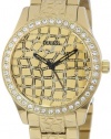 GUESS U0236L2 Gold-Tone Animal-Embossed Feminine Sport Watch