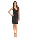 Nicole Miller Women's Stretch Floral Lace V-Neck Dress