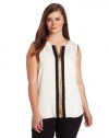 Calvin Klein Women's Plus-Size Metallic Trim Top