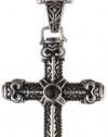 Men's Stainless Steel Black Agate Cross Pendant Necklace, 22