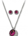 Swarovski Rhodium and Crystal Gloria Amethyst Set