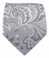 100% Silk Woven Platinum Organic Paisley Tie