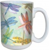 Tree-Free Greetings 79016 Dragonflies Collectible Art Ceramic Mug with Full Sized Handle, 15-Ounce, Multicolored