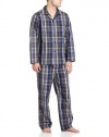 HUGO BOSS Men's Cotton Long Sleeve Pajama Set, Blue/Grey, X-Large