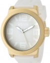 Kenneth Cole REACTION Unisex RK1317 Street Gold Tone Case White Dial and Strap Watch
