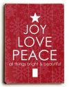 Joy Love Peace by Artist Cheryl Overton 30x40 Planked Wood Sign Wall Decor Art
