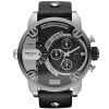 Diesel DZ7256 sba oversize black chrono pyramid dial black leather band men watch NEW