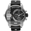 Diesel DZ7256 sba oversize black chrono pyramid dial black leather band men watch NEW