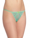 Betsey Johnson Women's Daisy Mesh Thong Panty, Beachglass, Small