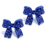 Fashion Crystal Pave Bow Ribbon Stud Earrings Blue