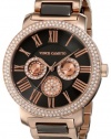 Vince Camuto Women's VC/5001RGTT Swarovski Crystal Accented Brown and Rosegold-Tone Multi-Function Bracelet Watch