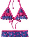 Roxy Girls 2-6X Slim Bright As Fringe Tiki Tri Swimsuit Set, Estate Blue, 6X