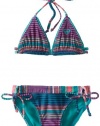 Roxy Girls 7-16 Slim Charm Double Casing Tri Swimsuit Set, Aquatic Blue, 10