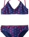 Roxy Girls 7-16 Slim Bright AS Criss Cross Tri Swimsuit Set, Estate Blue, 10