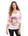 Chaser Women's Jimi Hendrix Psychedelic Cotton Long Sleeve Raglan, Tie Dye, Small