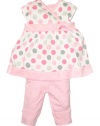 Offspring - Baby Apparel -Girls Newborn Dress With Legging, White/Pink, 3 Months