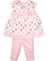 Offspring - Baby Apparel -Girls Newborn Dress With Legging, White/Pink, 3 Months