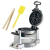 Waring Pro WMK600 Refurbished Double Belgian-Waffle Maker with Bamboo Toast Tong - 6.5 Inch Long and Silicone Spatula