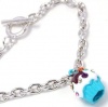 Adorable Small Juicy Inspired Light Blue Cupcake w/ Frosting and Sparkling Rainbow Crystal Sprinkles Charm Bracelet